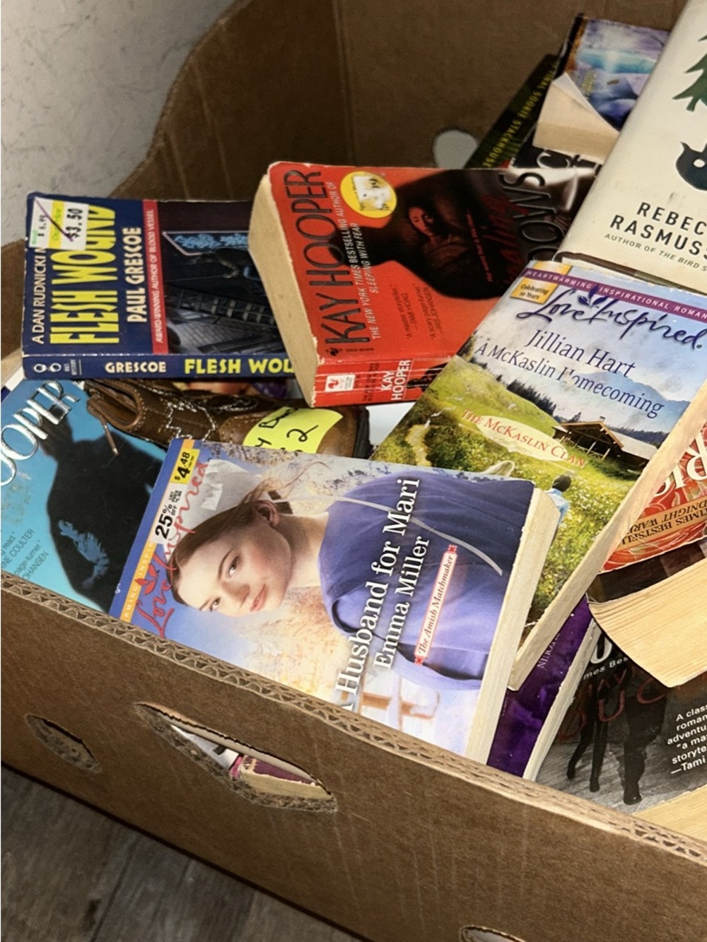 Assorted Paperback Romance & Fiction Books - Blue, Red, Cream Covers